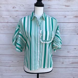 Green & White Stripe Blouse by a.n.d eawy